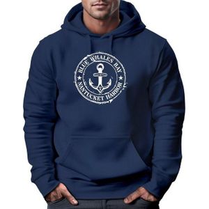 Neverless Hoodie Hoodie Herren maritimes Anker Motiv Anchor Print Vintage Stil