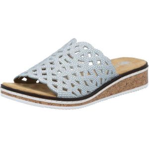 Rieker Pantolette Sommerschuh, Schlappen, Hausschuh, Keilabsatz mit Perfortion
