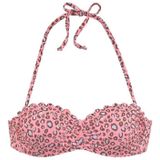 LASCANA Bügel-Bandeau-Bikini-Top Mae, farbenfroher Animalprint, wattierte Cups, abnehmbare Träger
