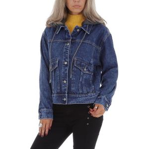 Ital-Design Jeansjacke Damen Freizeit Kapuze (abnehmbar) Jeansjacke in Blau
