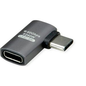 ROLINE USB4 Gen 3x2 Adapter Typ C ST/BU Computer-Adapter USB Typ C (USB-C) Männlich (Stecker) zu USB Typ C (USB-C) Weiblich (Buchse), Aluminium, 90°, flach
