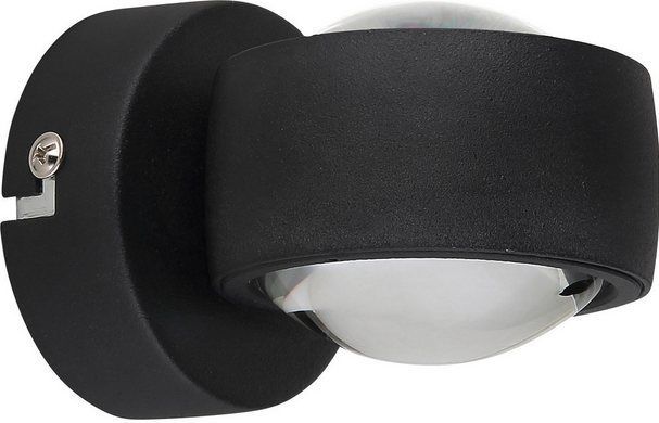 GLOBO LIGHTING LED Wandleuchte RANDI, 1-flammig, Schwarz, Transparent, Metall, Up-Down-Beleuchtung, LED fest integriert, Extra-Warmweiß, Lampenschirm aus Glas, Up-Down-Beleuchtung, B 7,5 x H 7 x T 10 cm