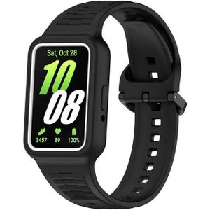 Wigento Smartwatch-Armband Für Samsung Galaxy Fit 3 Silikon Arm Band integriertem Gehäuse Schwarz