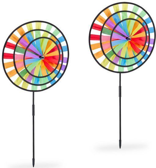 relaxdays Windrad Regenbogen 2er Set