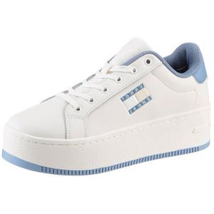 Tommy Jeans TJW FLATFORM ESS Plateausneaker, Freizeitschuh, Halbschuh, Schnürschuh mit gepolstertem Schaftrand