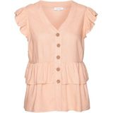 LASCANA Rüschenbluse mit kurzen Ärmeln, sommerliche Bluse mit Knopfleiste und Volant