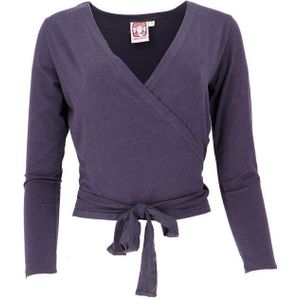 Guru-Shop Longsleeve Yoga Langarmshirt, Bio Baumwolle Wickelshirt,.. alternative Bekleidung