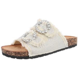 Ital-Design Bequeme Freizeit-Sandalen mit besonderen Details Pantolette (89322726) Flach Pantoletten in Beige