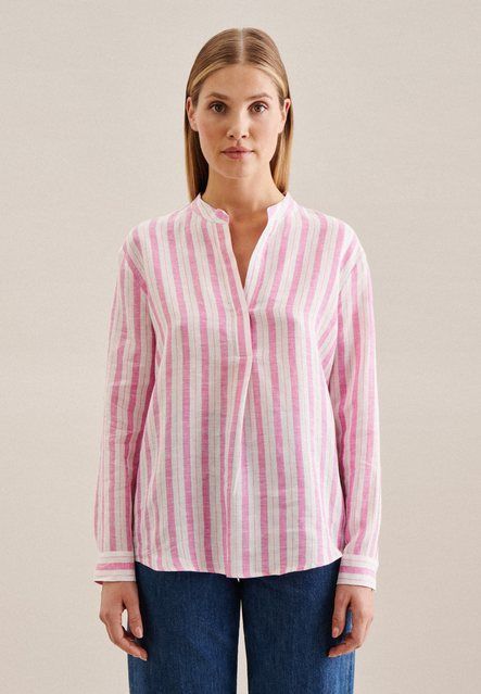 seidensticker Klassische Bluse Schwarze Rose Tunika Garnfärber