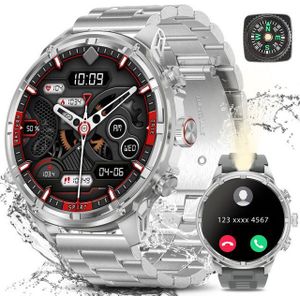 BANLVS 2025 Smartwatch für Herren in Militärqualität,1000mAh, 1,85“ AMOLED Smartwatch (3,63 cm/1,85 Zoll, AMOLED) Das perfekte Geschenk für Männer, mit 24/7 Herzfrequenz, Blutdruck, Schlafmonitor, IP68 Wasserdicht/Herzfrequenz/SpO2/Blutdruck/Schlafüberwachung