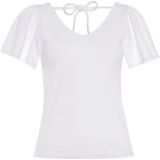 Vivance V-Shirt aus Rippware mit leichten Flügelärmeln, T-Shirt zum Binden im Nacken