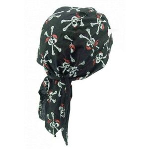 modAS Bandana, Unisex Multifunktionstuch Kopftuch Pirat Schwarz - Tuch mit Totenkopf-Print