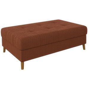S-Style Möbel Polsterhocker Zara mit Braun Holzfüßen im skandinavischen Stil aus Cord-Stoff, mit Wellenfederung