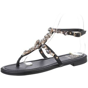 Ital-Design Damen Zehentrenner Freizeit Zehentrenner (86192805) Blockabsatz Riemchensandalen in Schwarz