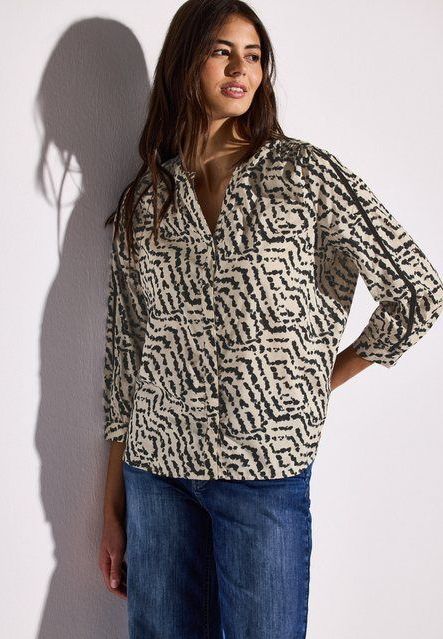 STREET ONE Druckbluse mit Tapedetails und grafischem Muster