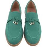 Ital-Design Damen Mokassins Freizeit Slipper Blockabsatz Mokassins in Grün