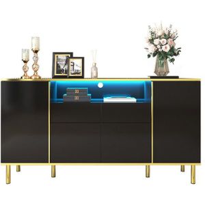 Merax Sideboard, hochglanz mit LED,Kommode mit goldenen Rahmen,Anrichte,Breite 150cm