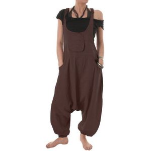 Vishes Latzhose Damen Sommer Hose Haremshose Overall Baumwolle bequem zu tragen, Hippie, Goa, einfarbig