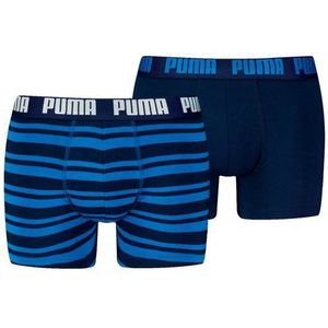 PUMA Boxershorts PUMA MEN EVERYDAY STRIPED BOXERS 2P (Packung, 2er Pack) mit kontrastfarbigem Schriftzug
