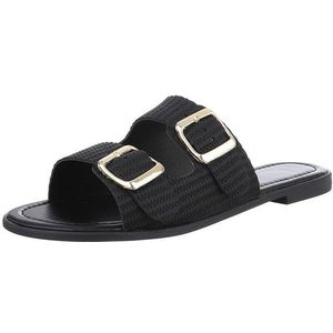 Ital-Design Komfortable Damen-Sandalen mit Eleganten Schnallen Pantolette (89322851) Blockabsatz Pantoletten in Schwarz