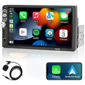 PODOFO 1 DIN Autoradio mit Carplay/Android 7" Touch Bluetooth FM Mirror Link Autoradio (Android Auto, Apple CarPlay, Eingebautes Bluetooth, GPS-Navigation)