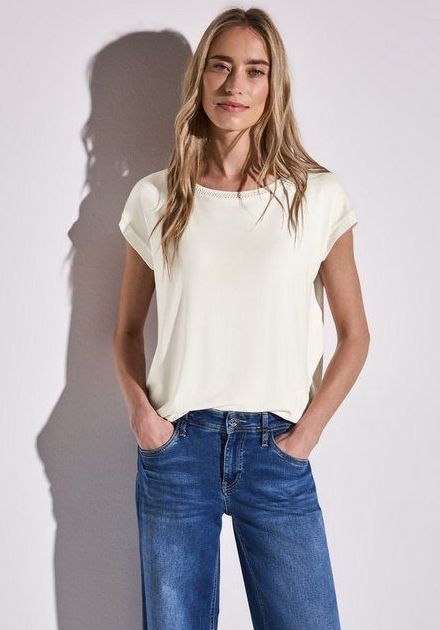 STREET ONE T-Shirt mit Dekortape und elastischem Saum