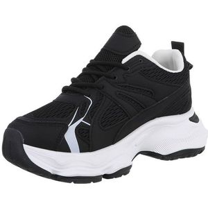 Ital-Design Damen Low-Top Freizeit Sneaker (88828243) Keilabsatz/Wedge Sneakers Low in Schwarz
