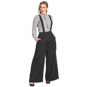Banned Marlene-Hose Palazzo Diamond Schwarz Vintage Trouser abnehmbare Hosenträger