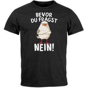 MoonWorks Print-Shirt Herren T-Shirt Bevor Du Fragst Nein Möwe Anti Motivation Statement mit Print