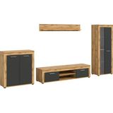 INOSIGN Wohnwand Aosta, Breite 330cm, best. aus Highboard, Lowboard, Wandboard, Vitrine, (4-St), Wohnwand, Kombination, Anbauwand, Möbel Set, Schrankwand, Möbel Kombi
