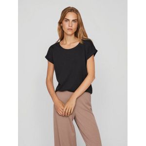 Vila Rundhalsshirt VIDREAMERS NEW PURE T-SHIRT/SU-NOOS Basic Damen-T-Shirt mit Rundhalsausschnitt und umgeschlagenen Ärmeln