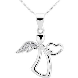schmuck23 Kettenanhänger Anhänger mit Halskette Engel Schutzengel Herz 925 Silber (Anhänger mit Halskette), Zirkonia Silberanhänger Symbol Kette