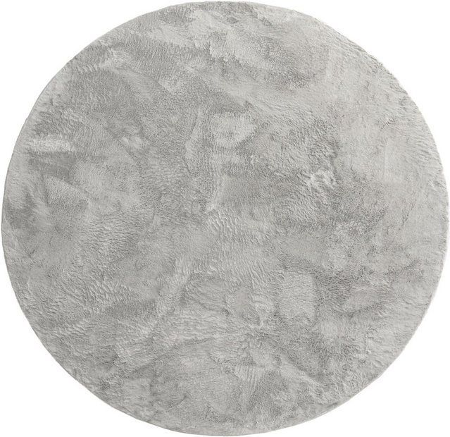 Paco Home Fellteppich Kunstfell Soft 380, rund, Höhe: 14 mm, Langflor, Kuschelteppich - besonders weich, Uni-Farben