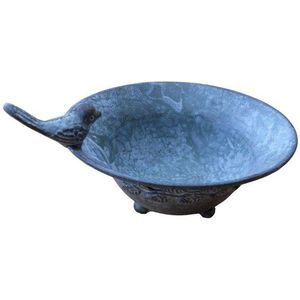 Deko-Impression Vogeltränke Vogeltränke Vogelbad Vogel-Futterstelle Eisen massiv grau D 17 cm