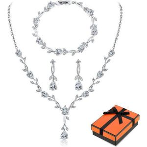 LuxusKollektion Schmuckset Hochzeit Schmuckset Damen Sterling Silber 925 Zirkonia Brautschmuck
