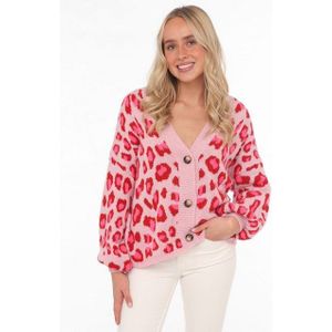 Zwillingsherz Strickjacke "Big Leo" mit Knöpfen und auffallendem Leo Muster, One Size