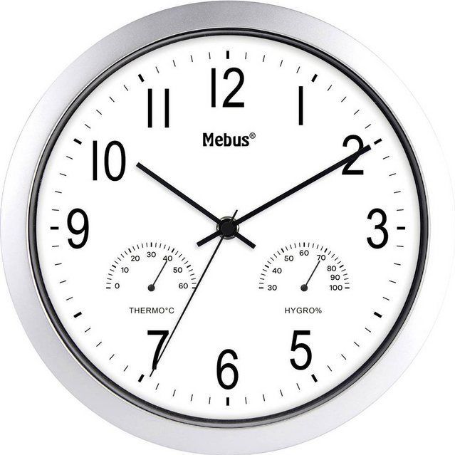 Mebus Wanduhr Quarz-Wanduhr Thermo-/Hygro