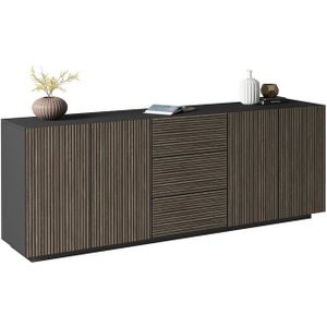 INOSIGN Sideboard Vega Sideboard,Kommode,220 cm, mit 4 Türen und 3 Schubladen,Fronten mit Rillen-Optik