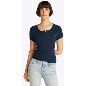 Tommy Jeans T-Shirt TJW SLIM BUTTON RIB C-NECK SS mit Knöpfen