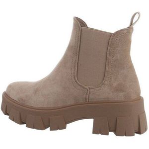 Ital-Design Damen Chelsea Freizeit Plateaustiefelette (76772028) Blockabsatz Chelsea Boots in Hellbraun