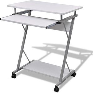 vidaXL Schreibtisch Computertisch Computerwagen PC Tisch Bürotisch Laptop auf Rollen weiß
