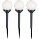 GLOBO LIGHTING LED Gartenleuchte, LED-Leuchtmittel fest verbaut, Warmweiß, 3er Set LED Außen Solar Lampen Kugel Design Erd Spieß Steck