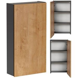 Lomadox Hängeschrank MODENA-56 Badezimmer in anthrazit mit Hamilton Eiche Nb., B/H/T: ca. 40/75/16 cm