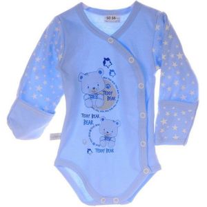 La Bortini Body Wickelbody mit Kratzschutz Baby Body in Blau mit Sternchen