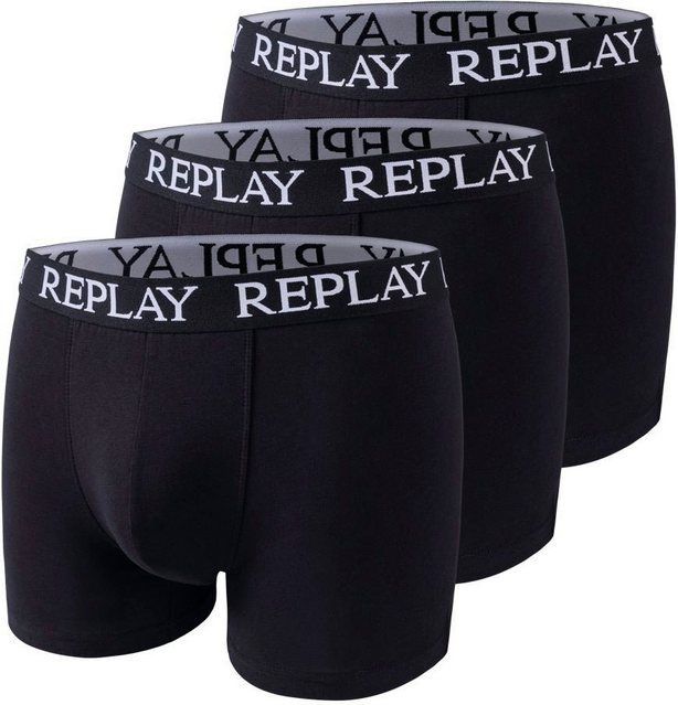 Replay Boxershorts BOXER Style 01/C Basic Cuff Logo 3pcs Box (Packung, 3er) mit Logoschriftzug am elastischen Bund