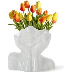 FELIXLEO Dekovase Gesicht Blume Vase Schreibtisch Dekor Keramik Körper Vase (1 St)