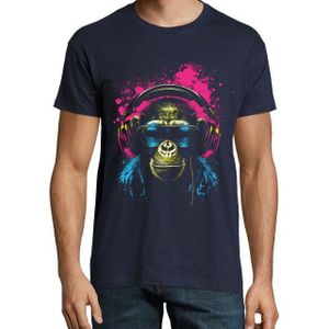 Youth Designz Print-Shirt Affe mit Headset Herren T-Shirt mit lustigen Motiv