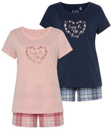 Vivance Dreams Shorty (Packung, 4 tlg., 2 Stück) mit Karo- und Blumendruck im Doppelpack