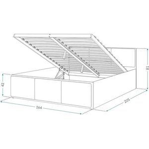 FDM Polsterbett - TOPSELLER mit Lattenrost 120x200, 140x200, 160x200, 180x200 (MADE IN EU - Bettrahmen mit Bettkasten für viel Stauraum, in Grau,Weiß oder Eiche Braun, ideal für Paare), Metallrahmen mit hydraulischer Klappfunktion