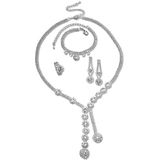 Steuer Collierkettchen Kette Ohrringe Armband Ring Metall glanz Strass weiß